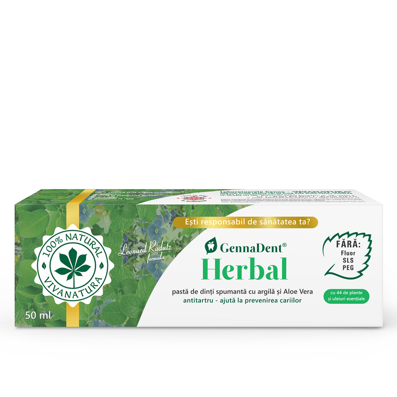 Pasta de dinti GennaDent Herbal, Vivanatura | 50 ml