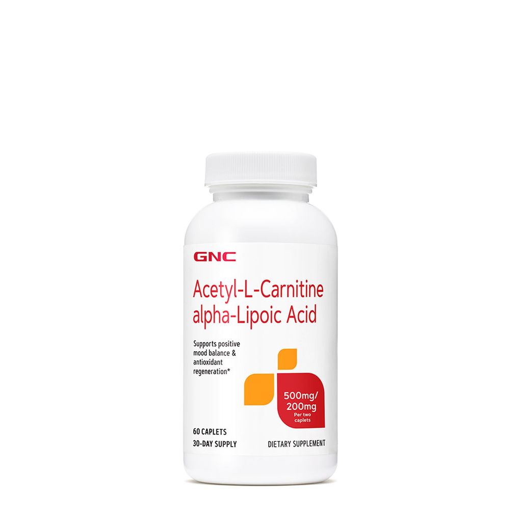 GNC Acetyl-L-Carnitine alpha-Lipoic Acid, ALA Acetil L-Carnitina 500 mg si Acid Alfa Lipoic 200 mg | 60 tb