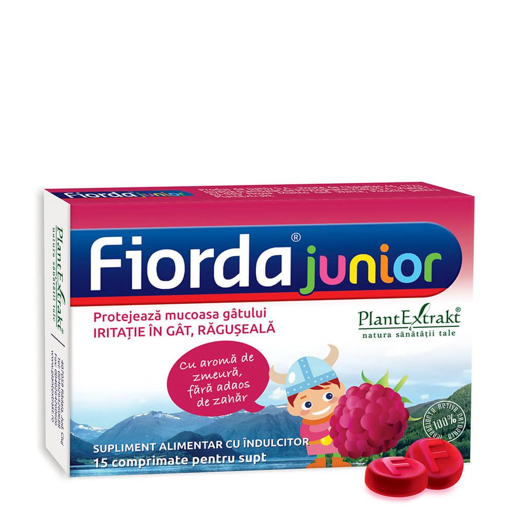 Fiorda Junior cu aroma de zmeura, PlantExtrakt | 15 comprimate