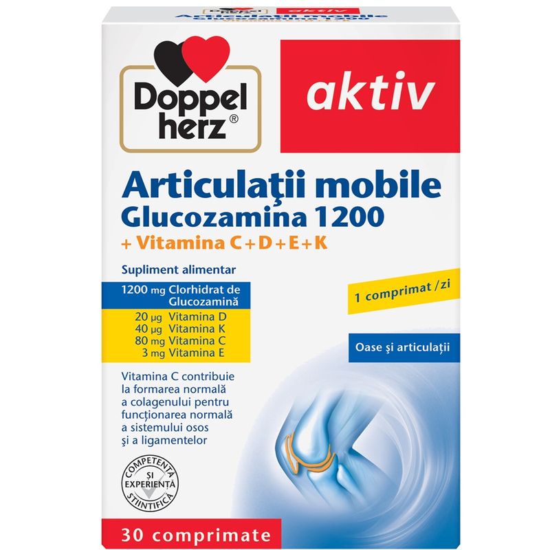 Doppelherz aktiv Articulatii mobile Glucozamina 1200mg, Queisser Pharma | 30 compr.