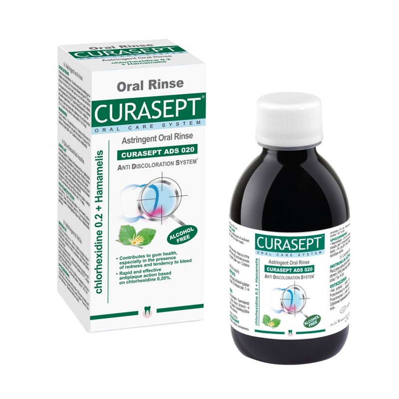 Apa de gura Astringent ADS cu clorhexidina 0.2%, Curasept | 200 ml,