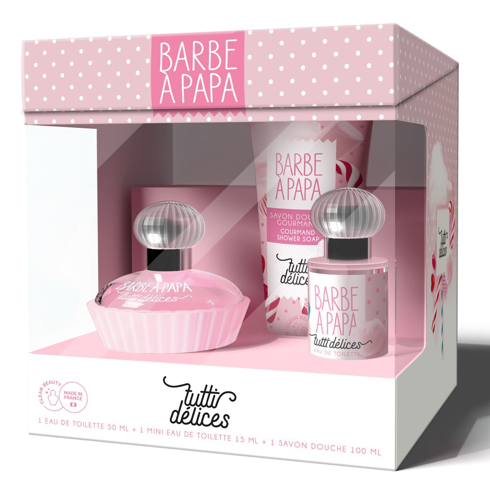 SET CADOU PARFUM TUTTI DELICES BARBE A PAPA WOMEN (EDT 50ML+ EDT 15ML+GEL DUS 100ML)