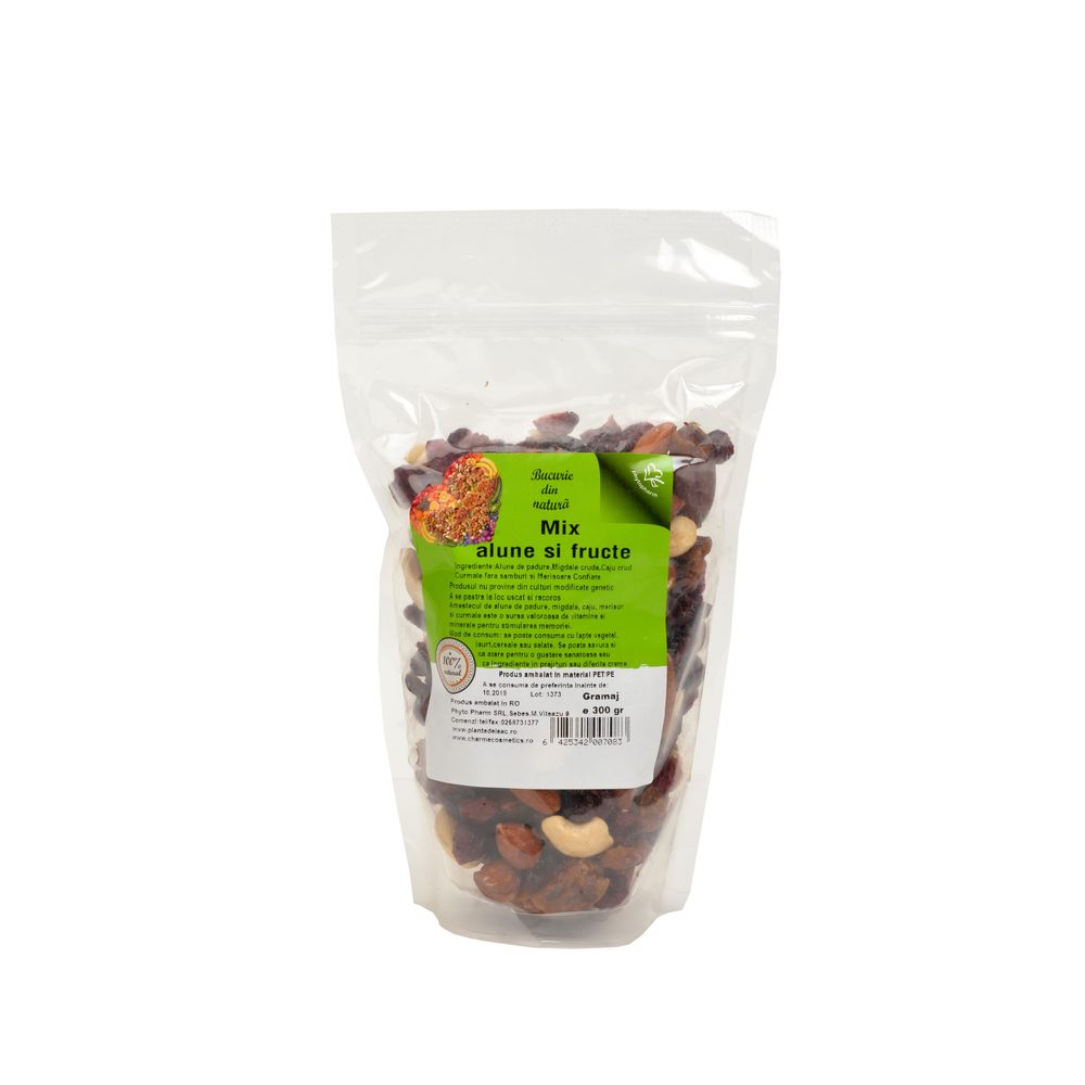 MIX ALUNE SI FRUCTE (ALUNE CAJU MIGDALE CURMALE MERISOR) 300G