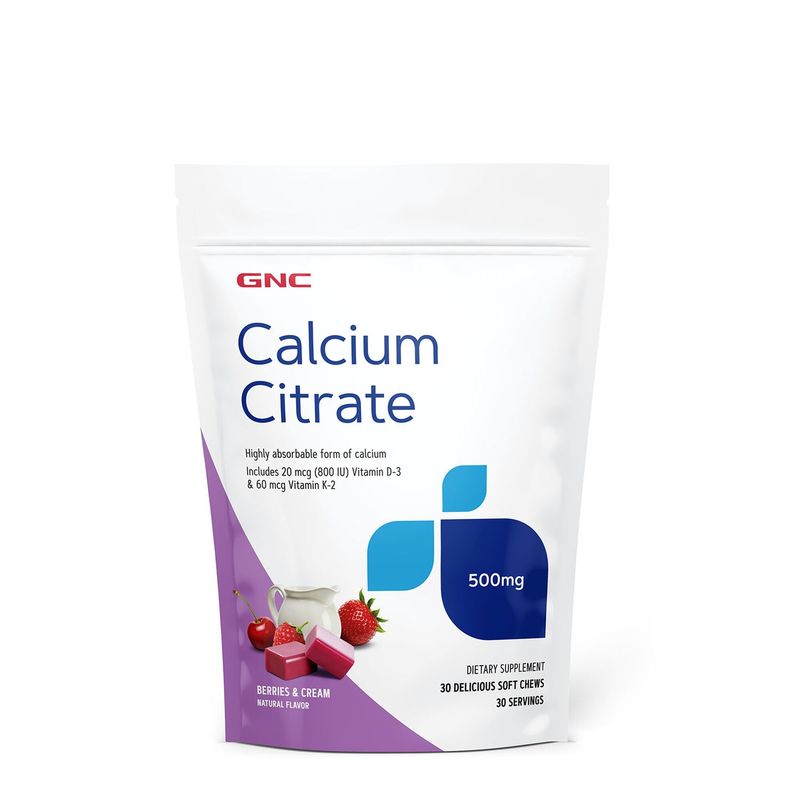 GNC Calciu Citrat Caramele cu Aroma Naturala de Fructe de Padure si Frisca | 30 caramele