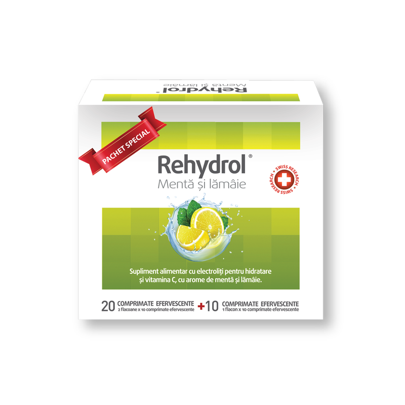 Rehydrol menta si lamaie pachet special, MBA Pharma, 20+10 comprimate