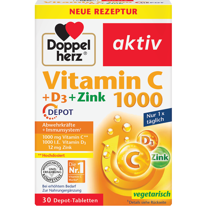 Doppelherz Aktiv Vitamina C 1000+D+Zinc Depot, Quisser Pharma | 30 cpr