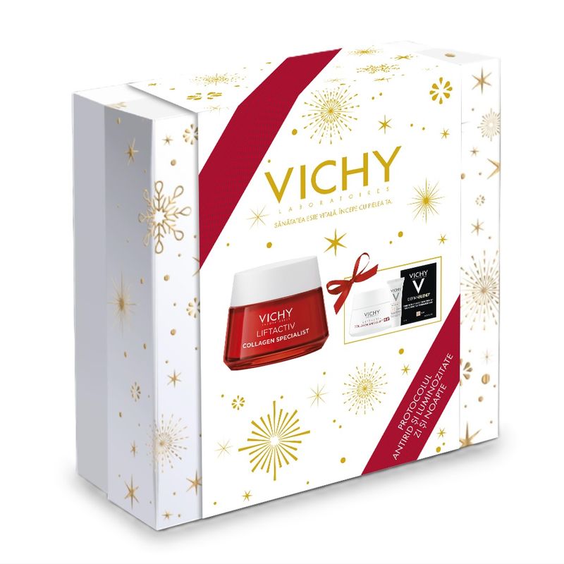 Pachet Crema de zi antirid pentru toate tipurile de ten Liftactiv Collagen Specialist, Vichy | 50 ml