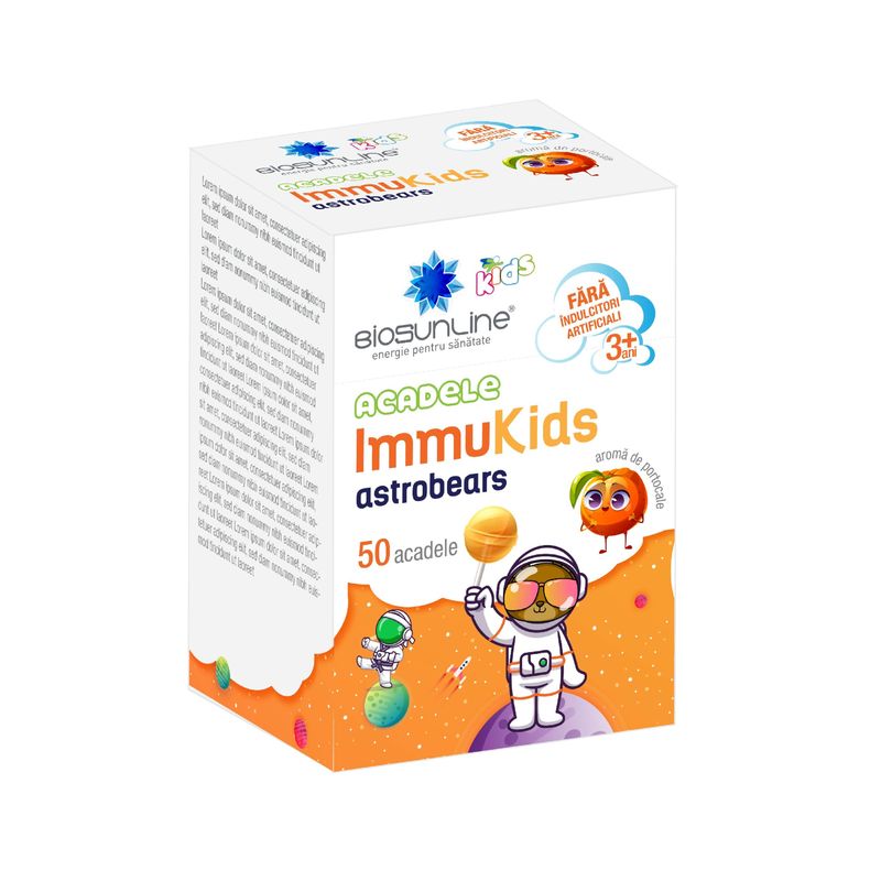 Acadele cu aroma de portocale Immukids Astrobears BioSunLine, Helcor | 50 bucati