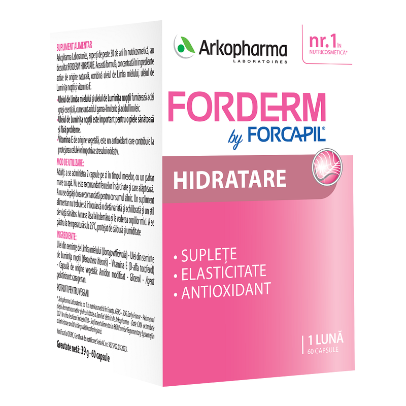 Forderm Hidratant by Forcapil, Arkopharma | 60 capsule