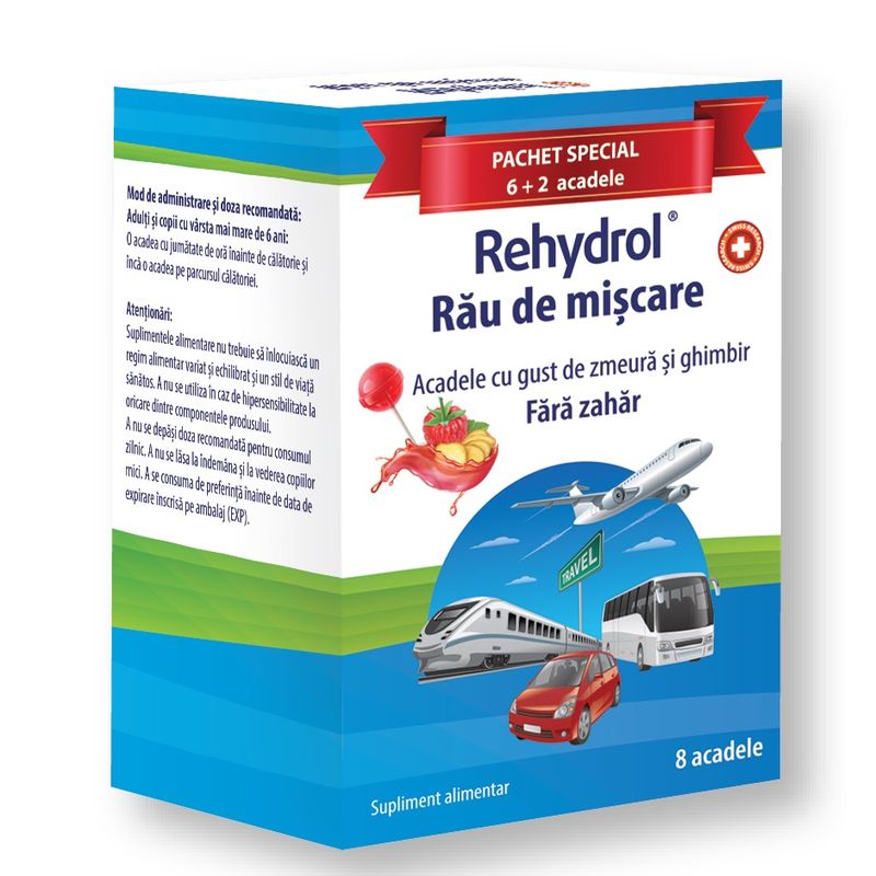 REHYDROL RAU DE MISCARE ZMEURA FARA ZAHAR 6+2 ACADELE