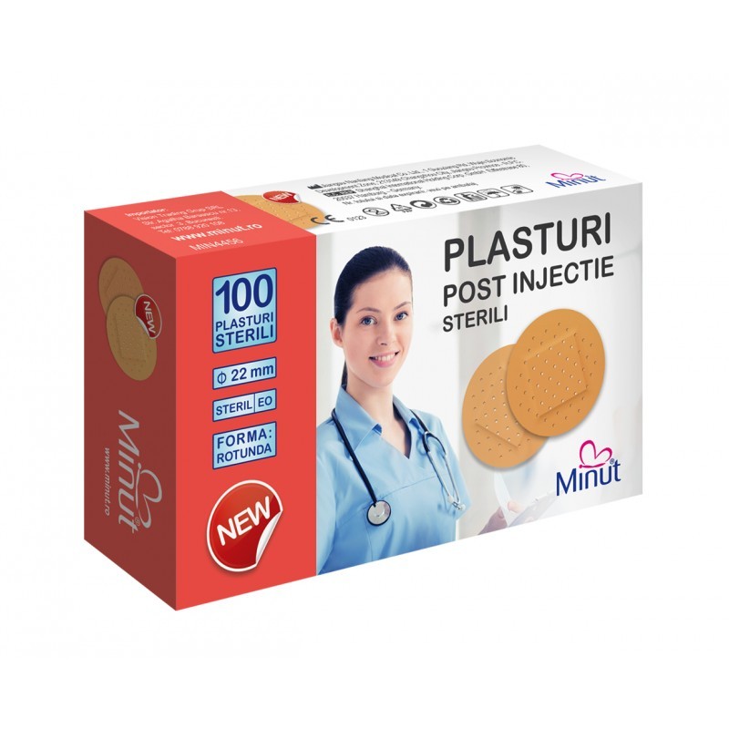 Plasturi post injectie PVC, 22MM X 100, Minut