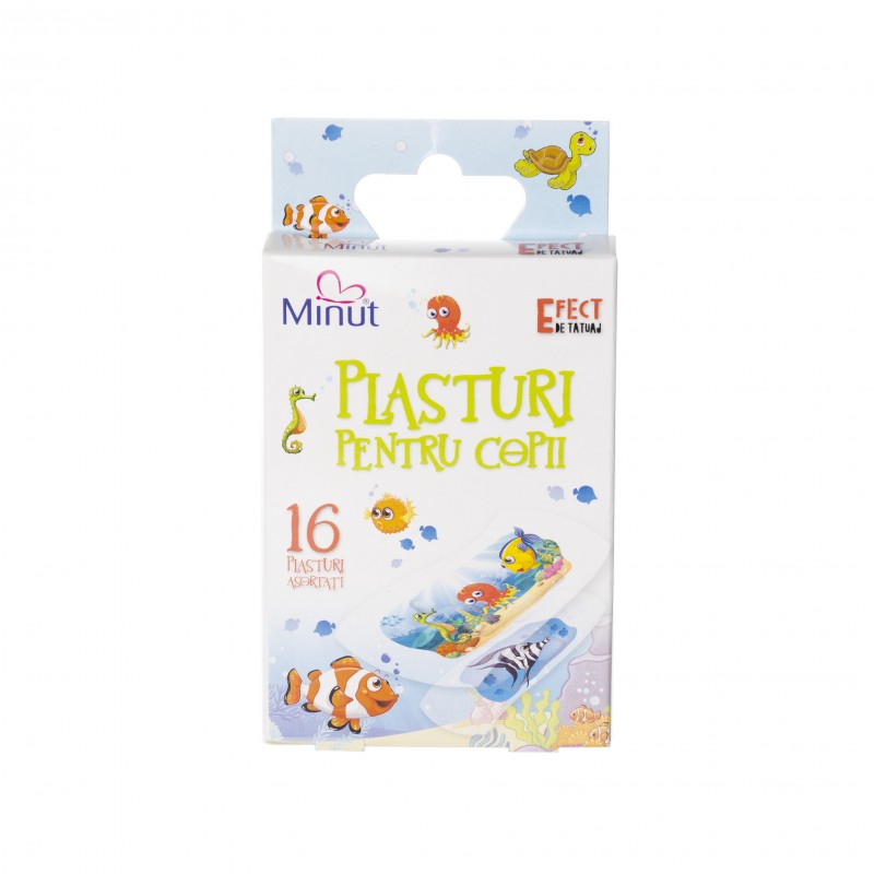 Plasturi pentru copii asortati, tatuaj X 16 Buc, Minut