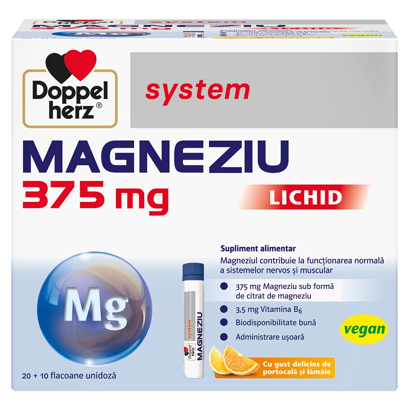 Doppelherz System Magneziu 375 MG, Queisser Pharma | 30 flacoane