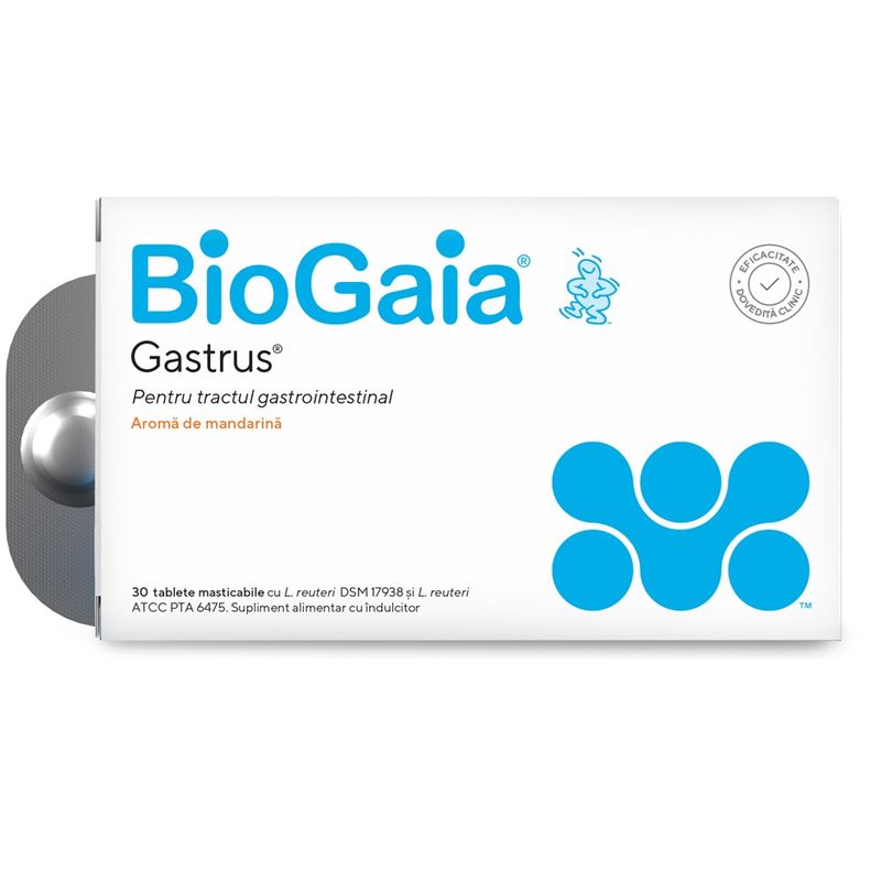 Probiotic BioGaia Gastrus, Ewopharma | 30 comprimate masticabile