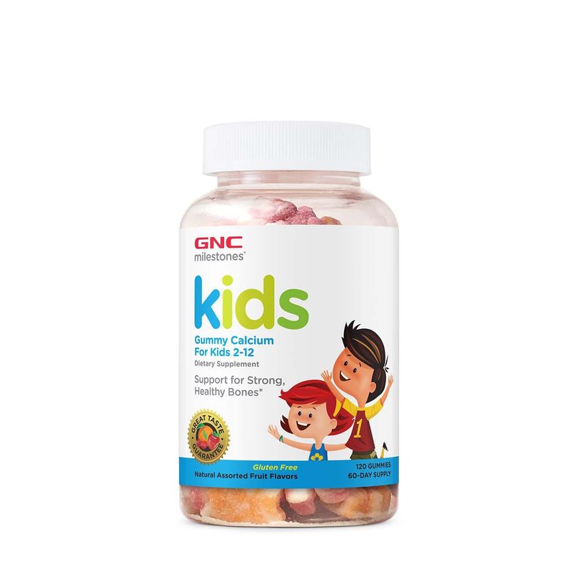 GNC Milestones Kids Calcium Gummy, Calciu pentru Copii 2-12 ani | 120 jeleuri