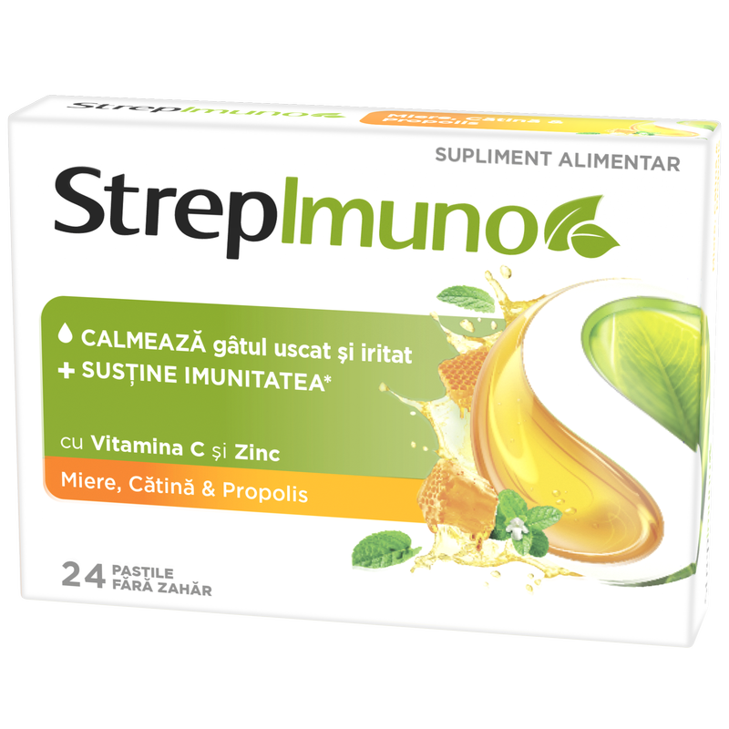 Strepimuno cu miere, catina si propolis, Reckitt Benckiser | 24 pastile de supt