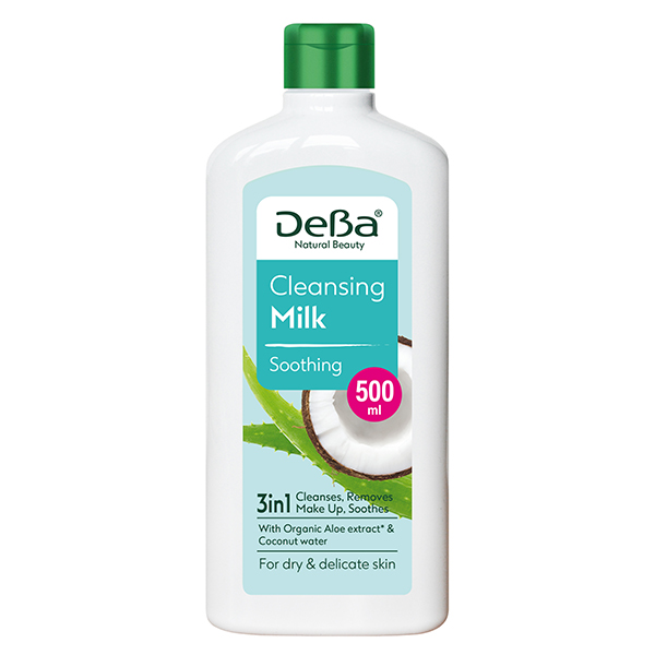 LAPTE DEMACHIANT DEBA NATURAL BEAUTY CALMANT CU ALOE VERA SI APA DE COCOS 500ML