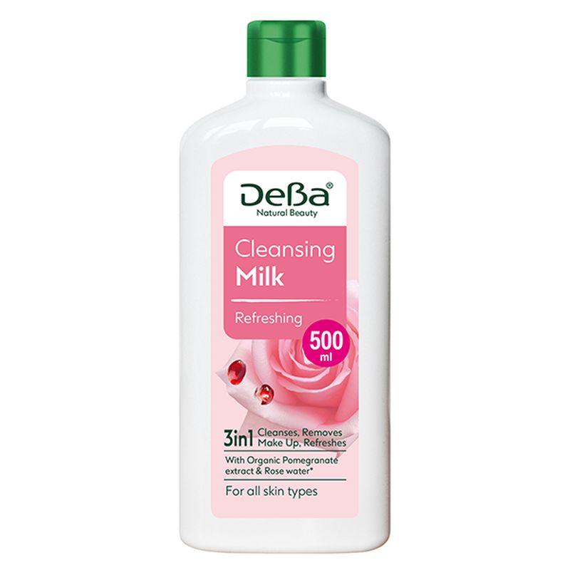 LAPTE DEMACHIANT DEBA NATURAL BEAUTY  REVIGORANT CU RODIE SI APA DE TRANDAFIR 500ML