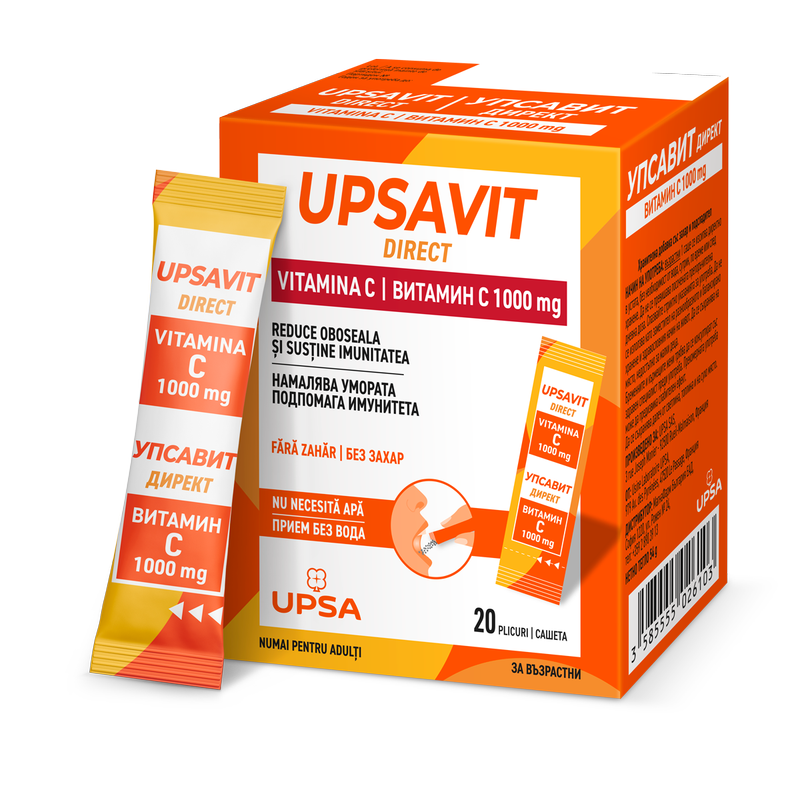 Upsavit Direct Vitamina C, 1000mg, Upsa | 20 plicuri orodispersabile