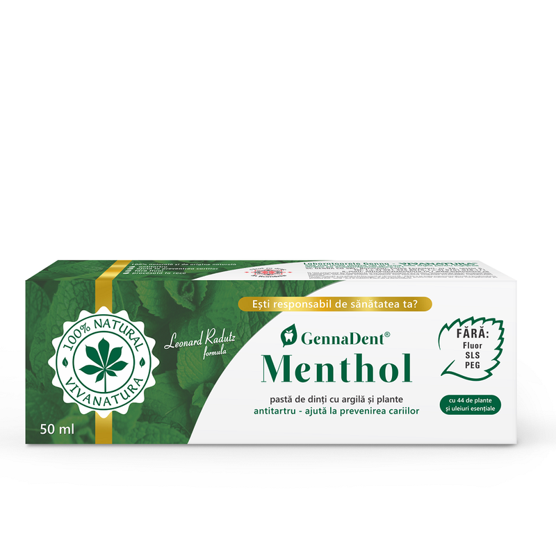 Pasta de dinti GennaDent Menthol, Vivanatura | 50 ml