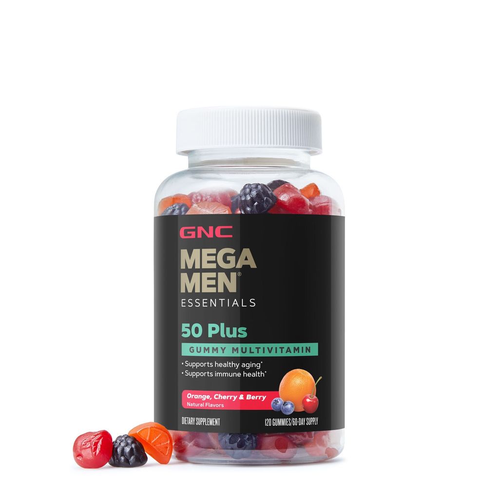 GNC Mega Men Essentials Gummy Multivitamin 50 Plus, Jeleuri cu Multivitamine pentru Barbati 50+ | 120 jeleuri