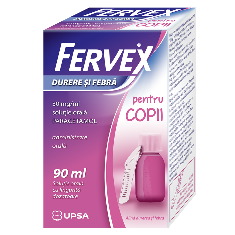 Fervex Durere si Febra pentru copii, 30 mg/ml solutie orala, Upsa | 90 ml