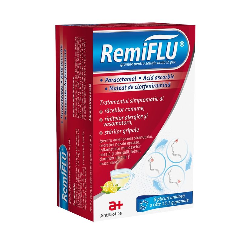 Remiflu, granule pentru solutie orala, Antibiotice SA | 8 plicuri unidoza