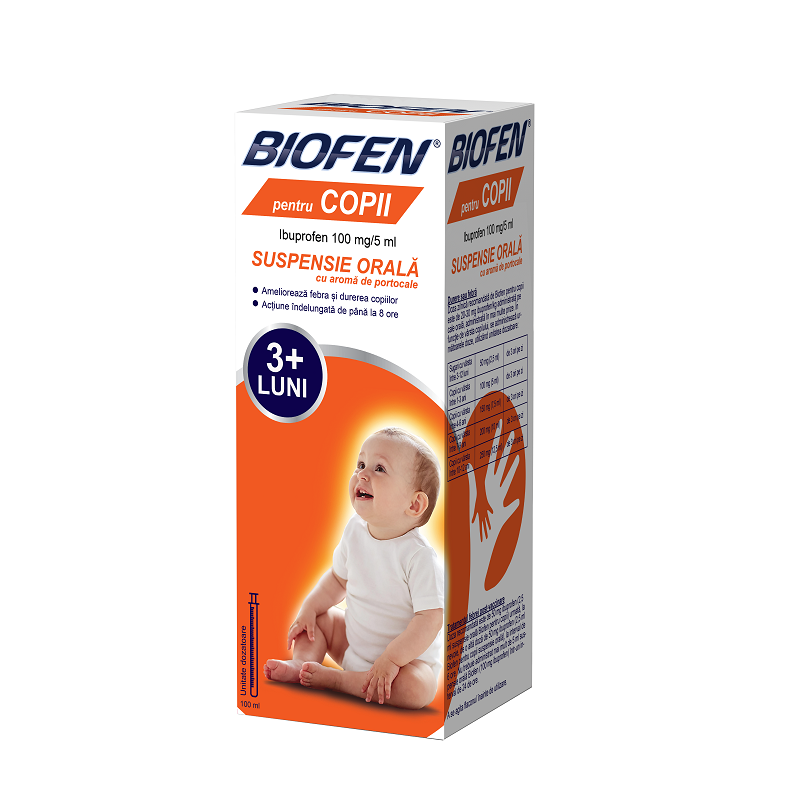 Biofen pentru copii, 100 mg/ 5 ml suspensie oral, Biofarm | 100 ml