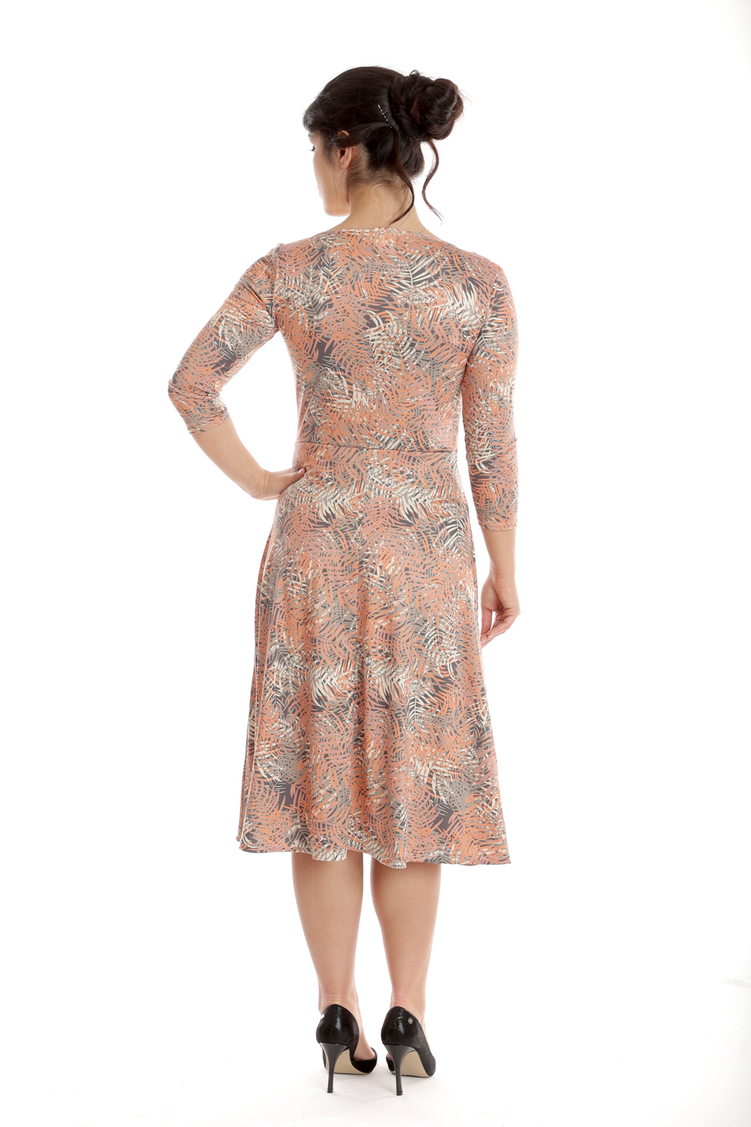 Poza produs Rochie semiclos CP24028 corai/grej jungle, Cesy | marimea S