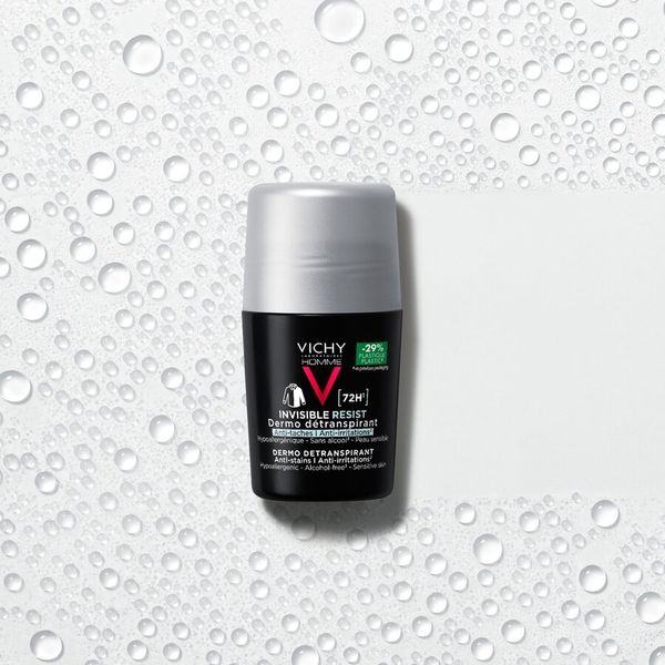Poza produs Pachet Deodorant roll-on antiperspirant pentru barbati Invisible Resist 72H, 50 ml + 50 ml, Vichy