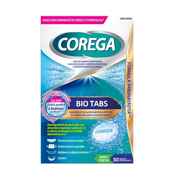 Poza produs Tablete pentru curatarea protezelor dentare Corega Bio Formula, Haleon | 30 tablete