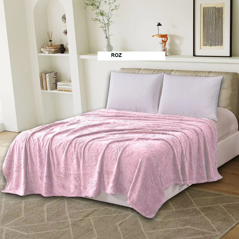 Poza produs Patura UNI FLUTURI roz 200x230 cm, Ralex | 1 buc