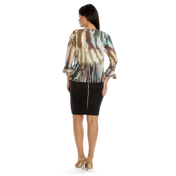 Poza produs Bluza maneci volane CT22079 tulle imprimat, Cesy | marimea S