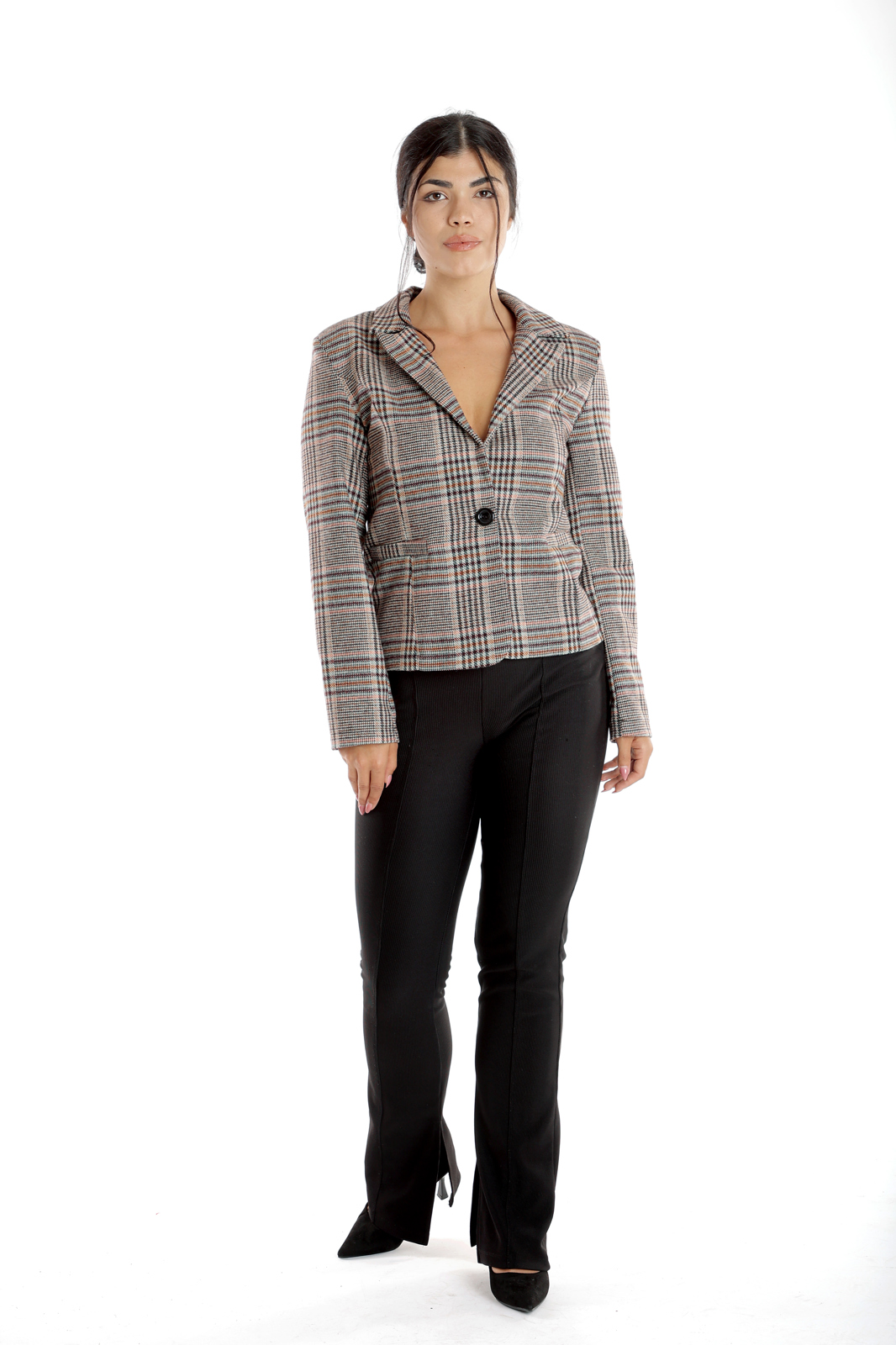 Poza produs Sacou cadrilat dama DI23S50 bordo/turcoaz/bej, Dress to Impress | marimea 42