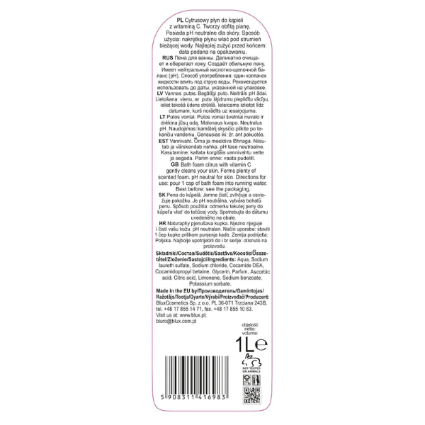 Poza produs Spuma de baie Vitamina C Naturaphy, Blux | 1 L