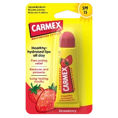 Balsam reparator pentru buze uscate si crapate cu aroma de capsuni SPF15, Carmex | 10 g