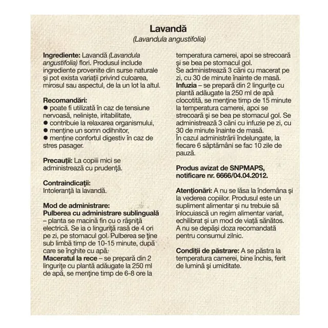 Poza produs Ceai Lavanda, Dacia Plant | 50 g