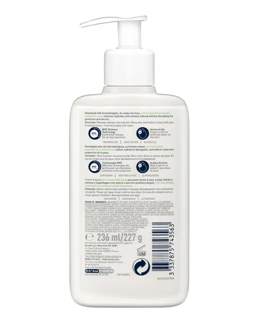 Poza produs Cerave Crema de curatare spumanta si hidratanta ten nomal-uscat | 236 ml