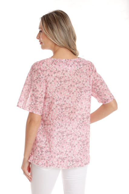 Poza produs Bluza volanas CV25043 roz microfloral, Cesy | marimea M