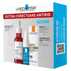 Pachet Retinol B3 Serum 30 ml + Mini Anthelios Age Correct 15 ml + Mini Hyalu B5 Serum 10 ml, La Roche-Posay