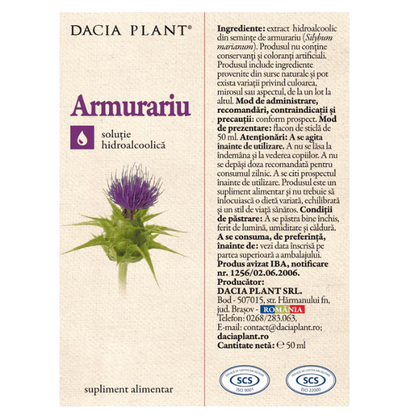 Poza produs Tinctura Armurariu, Dacia Plant | 50 ml
