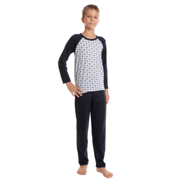 Pijama copii (baieti) AT2440 bleumarin/imprimeu geometric, Andana | marimea 32 (5/6 ani) — poza produs 1/2