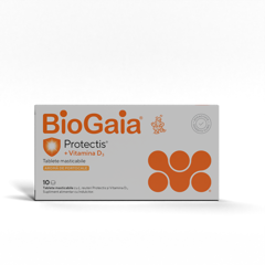 Protectis cu vitamina D3, 800 UI si aroma de prtocale, BioGaia | 10 tablete