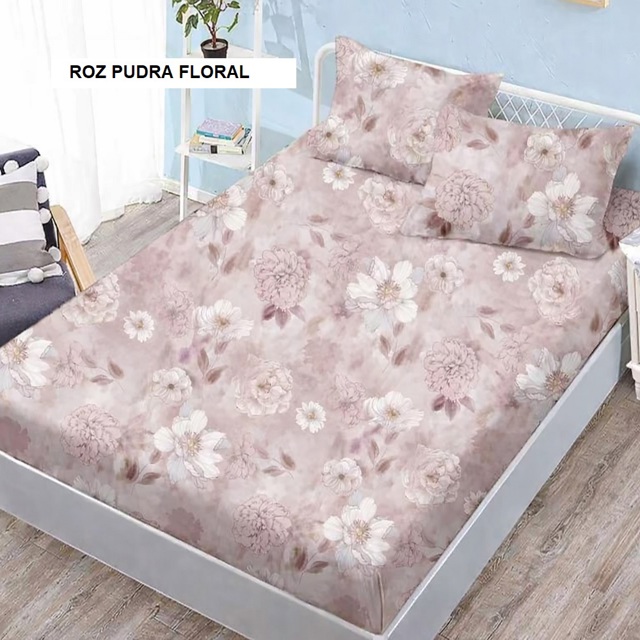 Poza produs Husa de pat FINET + 2 fețe de perna roz pudra floral 200x160 cm, Ralex | 1 buc