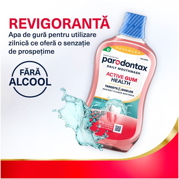 Poza produs Apa de gura Parodontax Active Gum Helth Fresh Mint, Glaxo | 500 ml