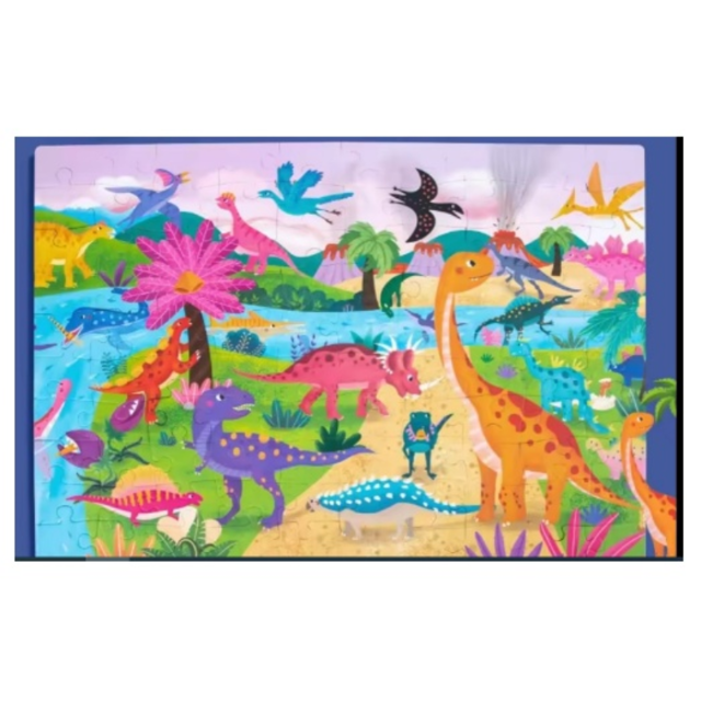 Poza produs Puzzle piese lemn DINOSAUR 3+, Fun Toys | 100 piese de lemn