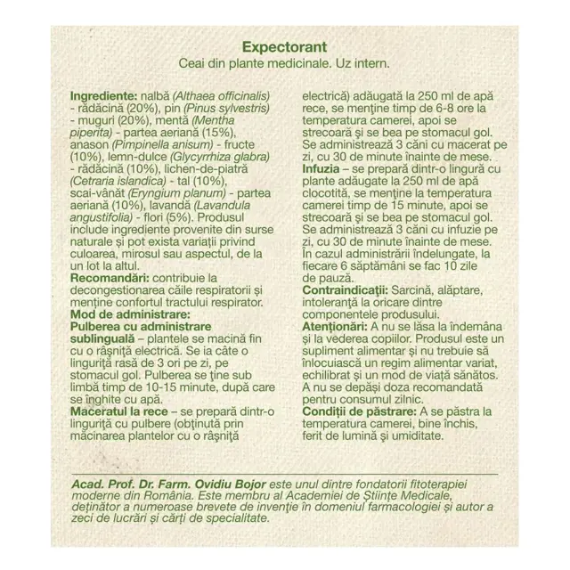 Poza produs Ceai Expectorant, Dacia Plant | 50 g