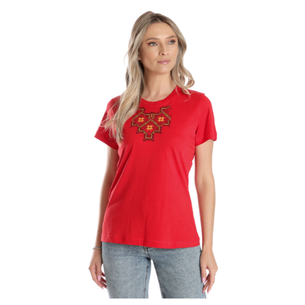 Poza produs Tricou broderie dama DV24TB05 rosu traditional, Dress to Impress | marimea S