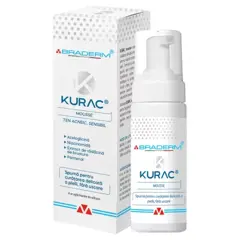 Spuma pentru curatarea delicata a fetei, fara uscare, Kurac, Braderm | 100 ml