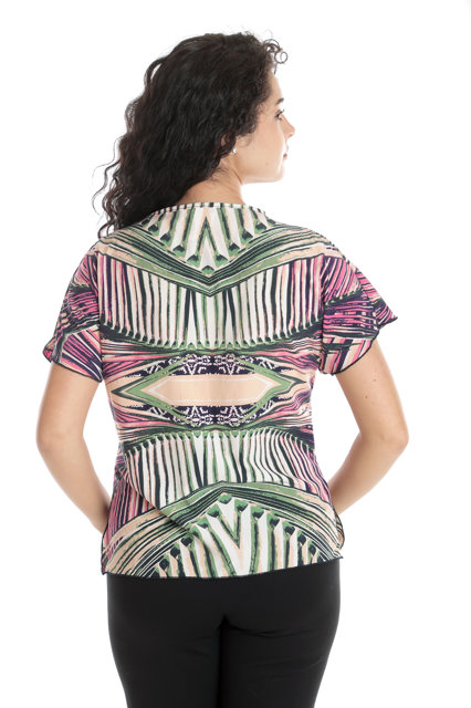Poza produs Bluza dama CV24041 vernil & fucsia asimetric, Cesy | marimea M